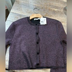 Brand new Zara button up sweater. Perfect glittery burgundy color